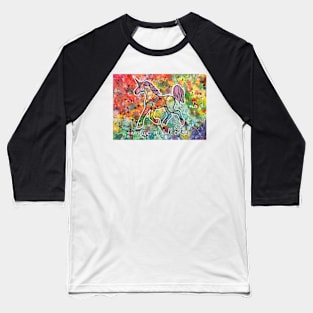 Live in Full Color. Magical Unicorn Watercolor Illustration. Baseball T-Shirt